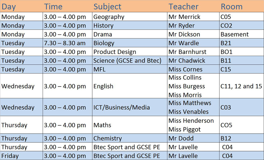 Revision Timetable